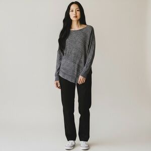 Eileen Fisher Tunic Top Linen Delave Women's Size M Sheer Gray Lagenlook